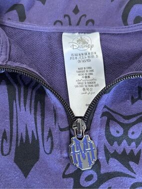 Disney Haunted Mansion Purple Halloween Zip-Up Hoodie with Black Spooky Print